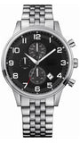 Hugo Boss Aeroliner Chronograph Black Dial Silver Steel Strap Watch For Men - 1512446