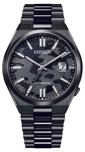 Citizen Tsuyosa Automatic Camouflage Black Dial Black Steel Strap Watch For Men - NJ0155-87E