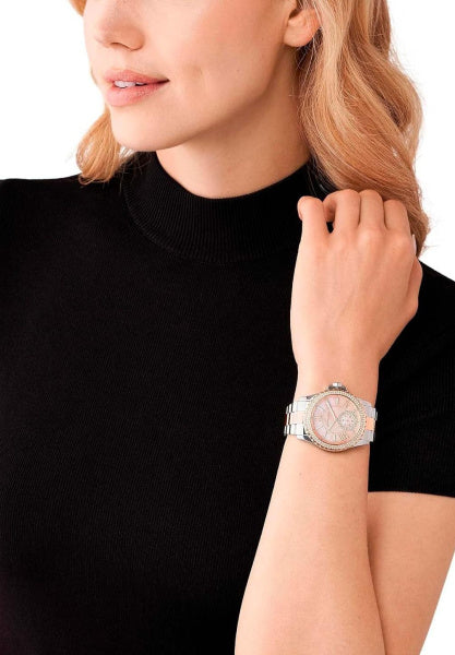 Michael Kors Everest Three Hand Rose Gold Dial Two Tone Steel Strap Watch For Women - MK7402