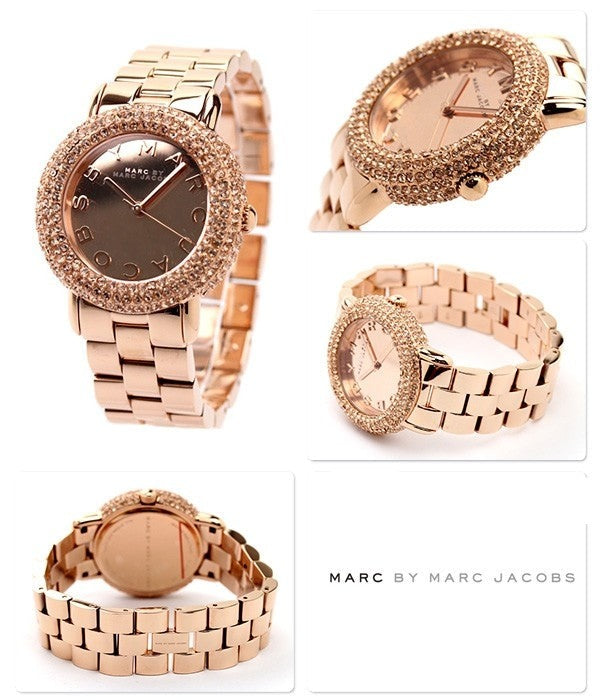 Marc Jacobs Marci Crystals Rose Gold Dial Rose Gold Steel Strap Watch for Women - MBM3192