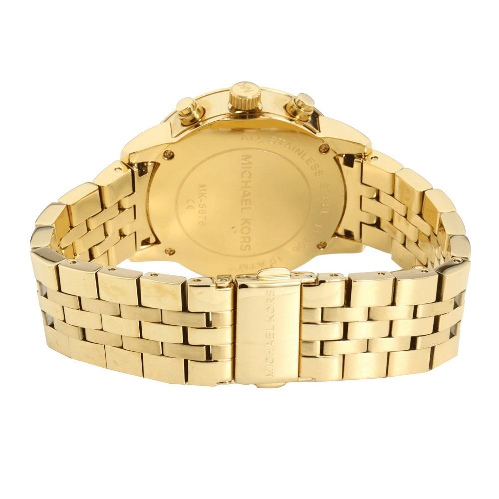 Michael Kors Ritz Chronograph Gold Dial Gold Steel Strap Watch for Women - MK5676