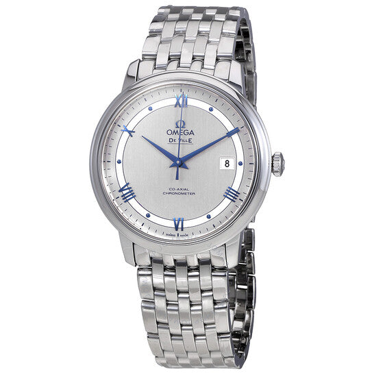 Omega De Ville Prestige Co-Axial Rhodium Silver Dial Silver Steel Strap Watch for Men - 424.10.40.20.02.001