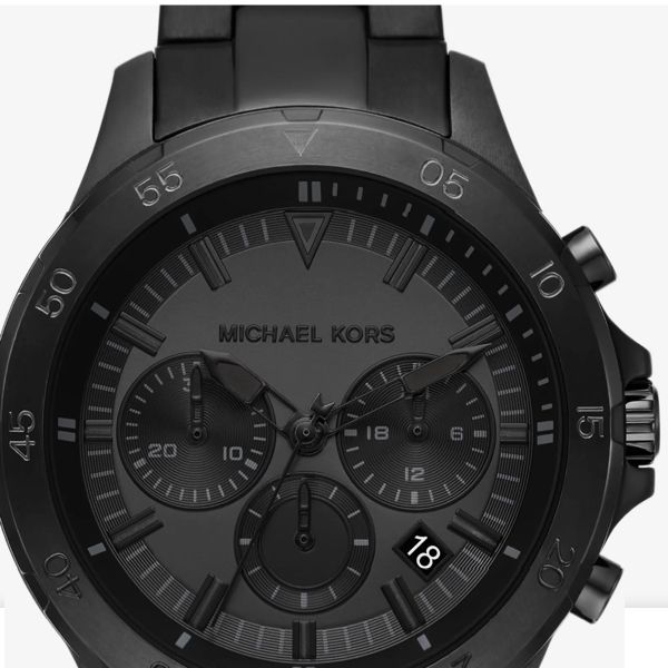 Michael Kors Grayson Chronograph Black Dial Black Steel Strap Watch For Men - MK9109