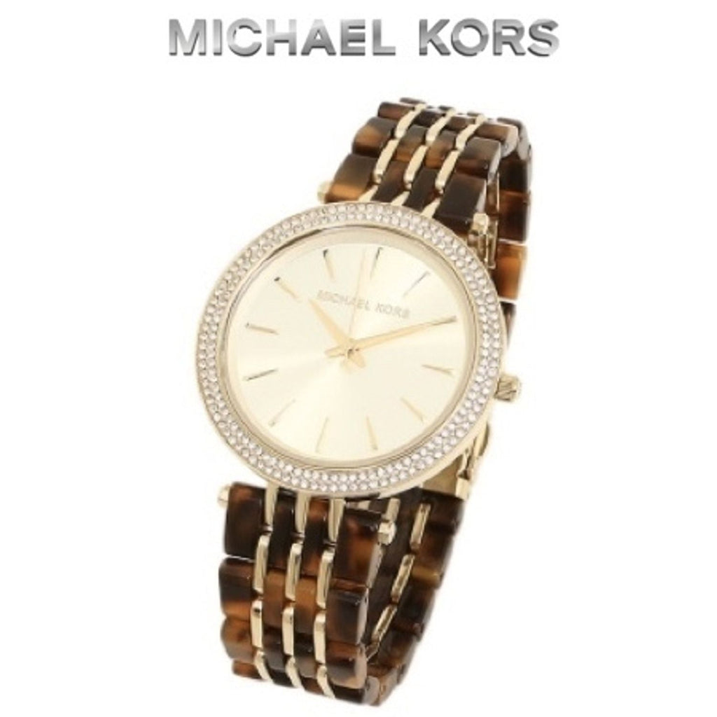Michael Kors Darci Gold Dial Brown Two Tone Steel Strap Watch for Women - MK4326