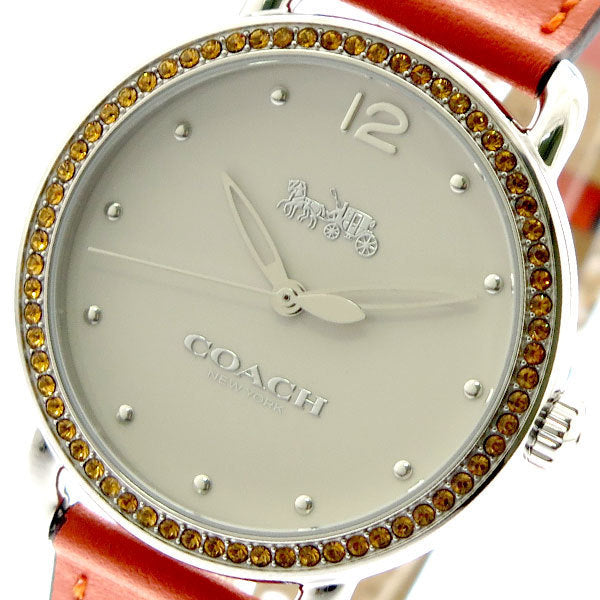 Coach Delancey White Dial Orange Leather Strap Watch for Women - 14502880