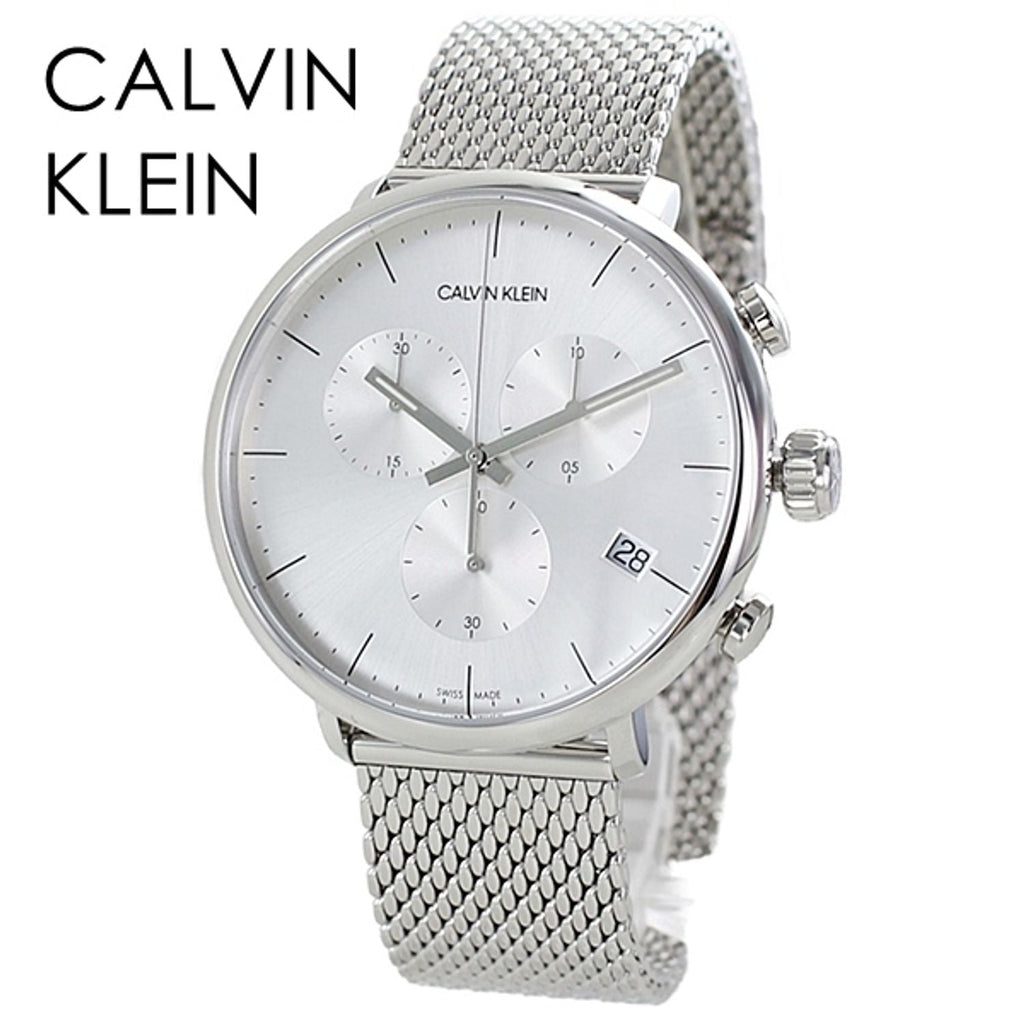 Calvin Klein High Noon Silver Dial Silver Mesh Bracelet Watch for Men - K8M27126