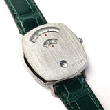 Gucci Grip Quartz Silver Dial Green Leather Strap Watch For Women - YA157404