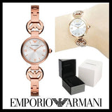 Emporio Armani Retro Quartz Silver Dial Rose Gold Steel Strap Watch For Women - AR1776