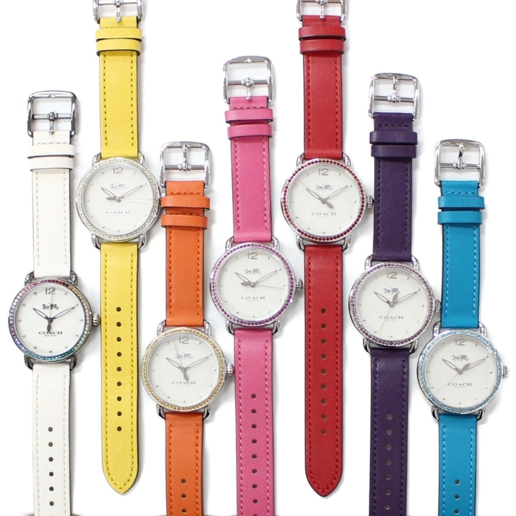 Coach Delancey White Dial Purple Leather Strap Watch for Women - 14502886