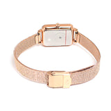 Daniel Wellington Quadro Melrose Green Dial Rose Gold Mesh Strap Watch For Women - DW00100437