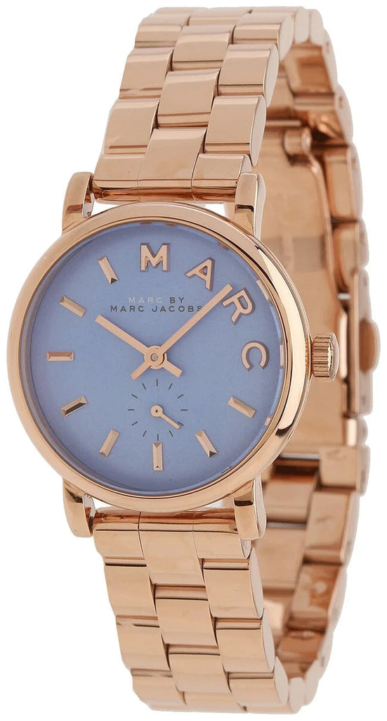 Marc Jacobs Mini Baker Blue Dial Rose Gold Steel Strap Watch for Women - MBM3285