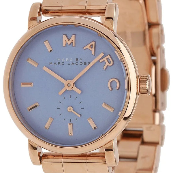 Marc Jacobs Mini Baker Blue Dial Rose Gold Steel Strap Watch for Women - MBM3285