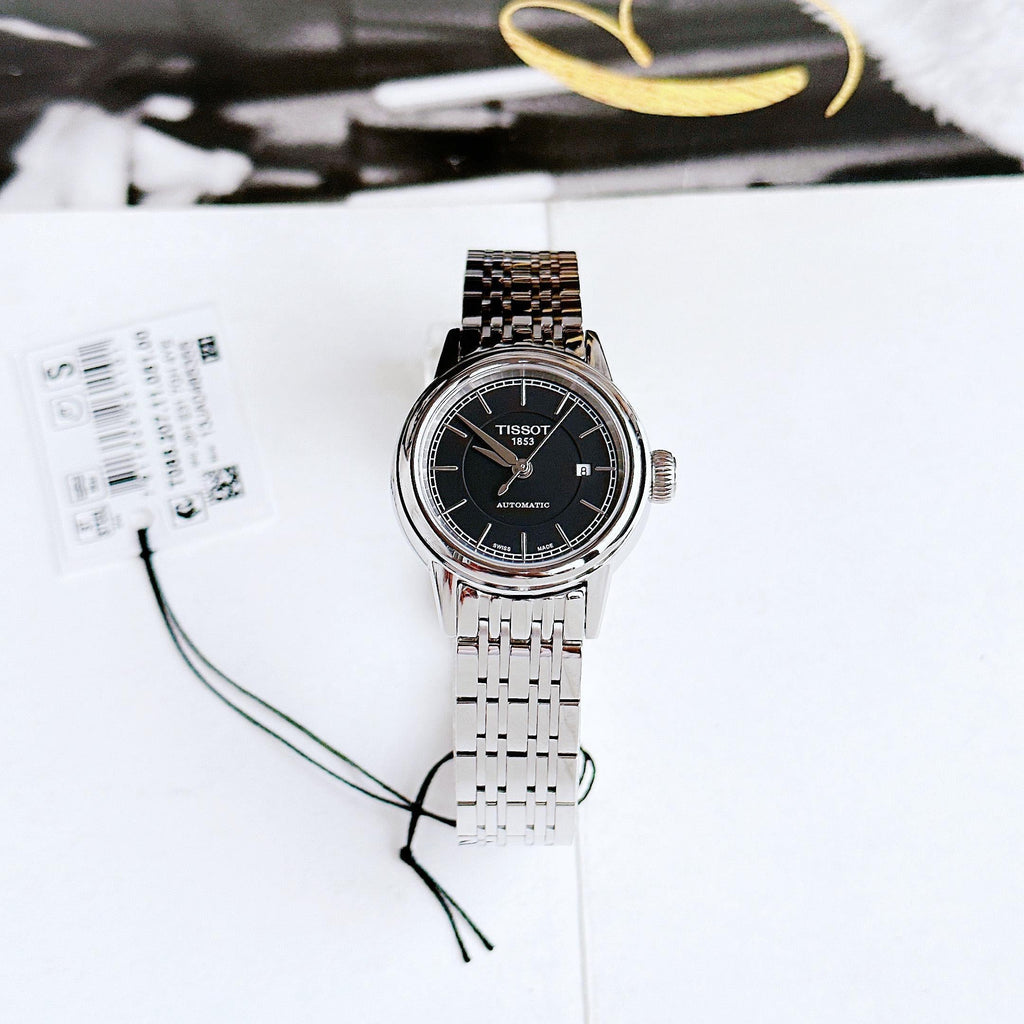 Tissot Carson Automatic Black Dial Silver Steel Strap Watch For Women - T085.207.11.051.00