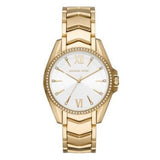 Michael Kors Whitney Three-Hand White Dial Gold Steel Strap Watch For Women - MK6693