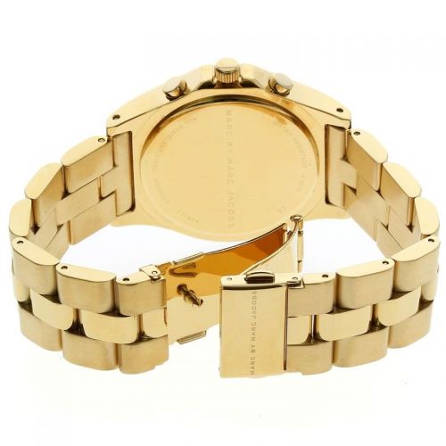 Marc Jacobs Blade Chronograph Black Dial Gold Steel Strap Watch for Women - MBM3309