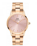 Daniel Wellington Iconic Link Pink Dial Rose Gold Steel Strap Watch For Women - DW00100335
