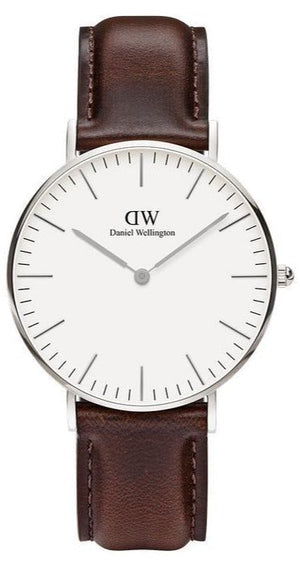Daniel Wellington Classic Bristol White Dial Brown Leather Strap Watch For Women - DW00100056