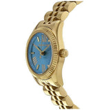 Michael Kors Lexington Quartz Blue Dial Gold Steel Strap Watch For Women - MK3271