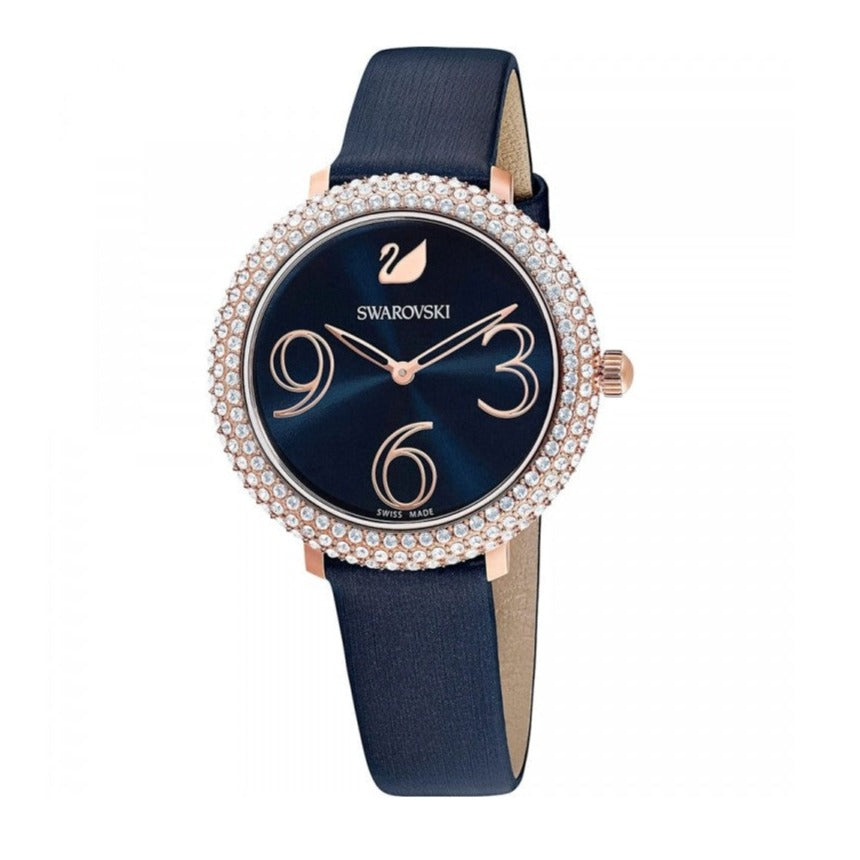 Swarovski Crystal Frost Blue Dial Blue Leather Strap Watch for Women - 5484061