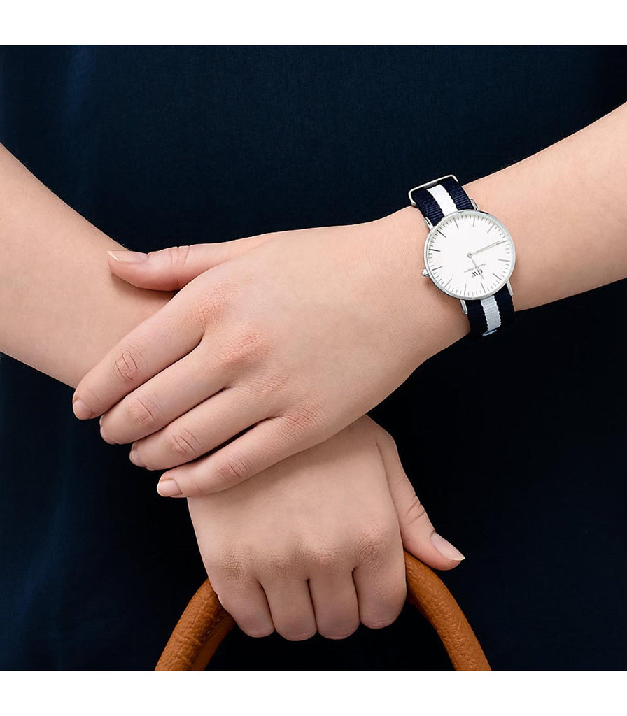 Daniel Wellington Classic Glasgow White Dial Two Tone NATO Strap Unisex Watch - DW00100047