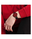 Calvin Klein Even Maroon Dial Black Leather Strap Watch for Men - K7B214CP