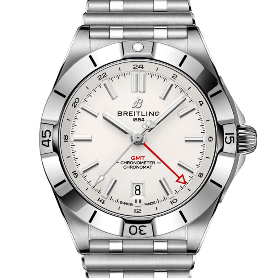 Breitling Chronomat GMT 40 White Dial Silver Steel Strap Watch for Men - A32398101A1A1
