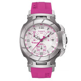 Tissot T Race Chronograph White Dial Pink Rubber Strap Watch for Women - T048.217.17.017.01