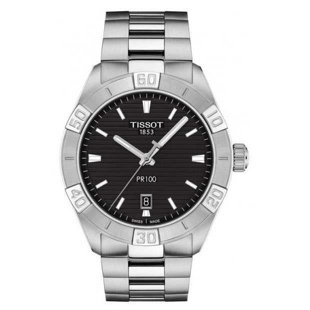Tissot PR 100 Sport Quartz Black Dial Silver Steel Strap Watch For Men - T101.610.11.051.00