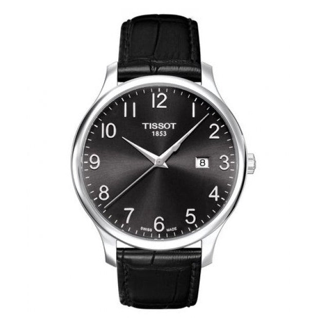 Tissot T Classic Tradition Black Dial Black Leather Strap Watch For Men - T063.610.16.052.00