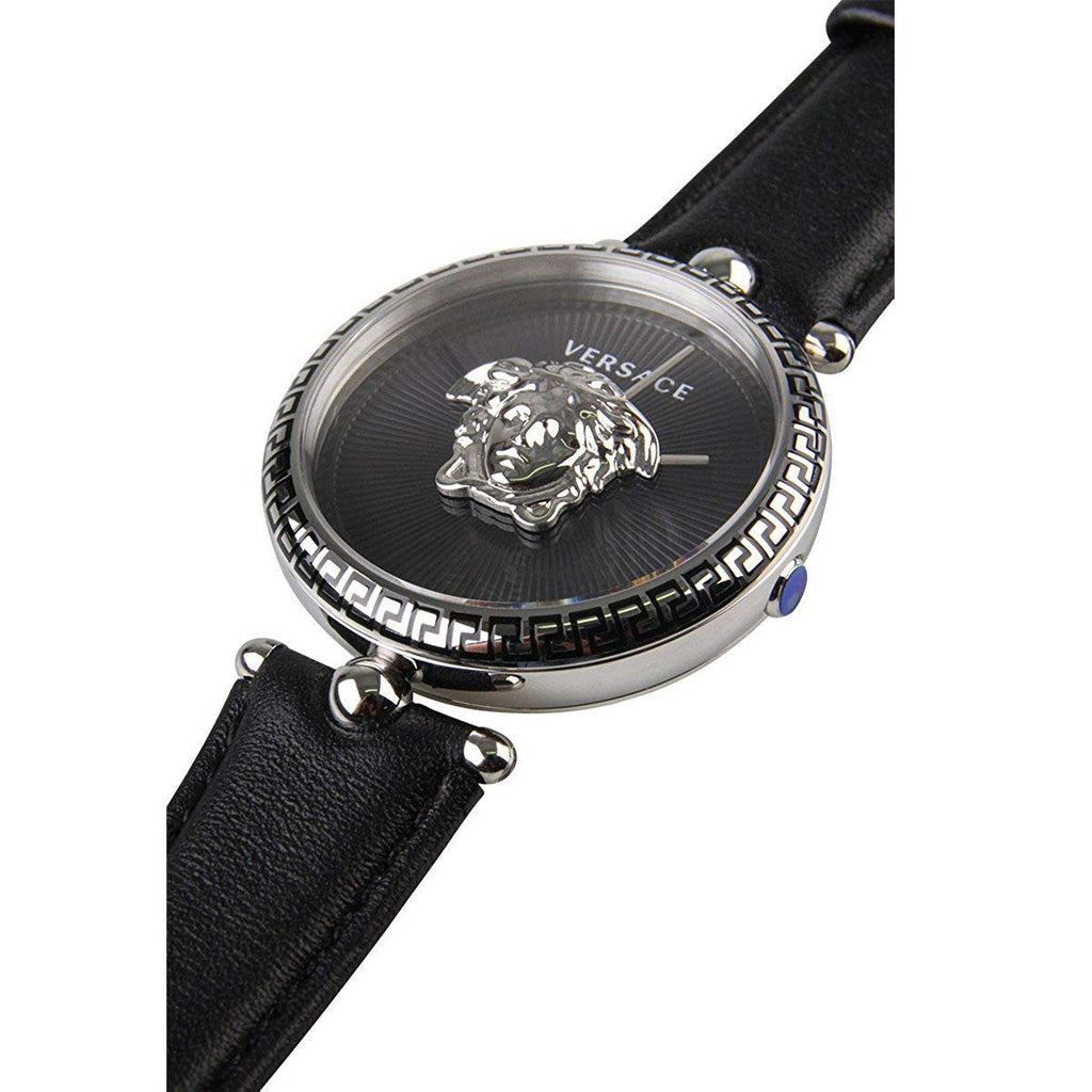 Versace Palazzo Empire Black Dial Black Leather Strap Watch for Women - VCO060017