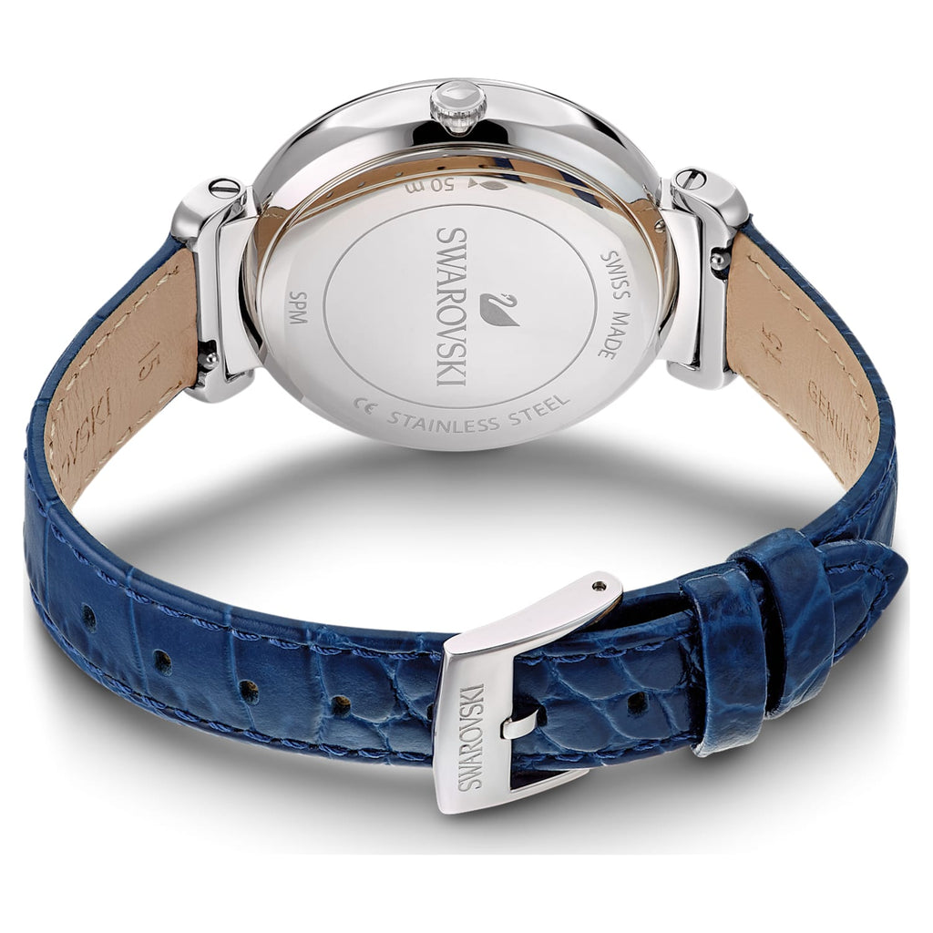 Swarovski Passage Moon Phase Blue Dial Blue Leather Strap Watch for Women - 5613320