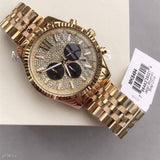 Michael Kors Lexington Crystals Gold Dial Gold Steel Strap Watch for Men - MK8494