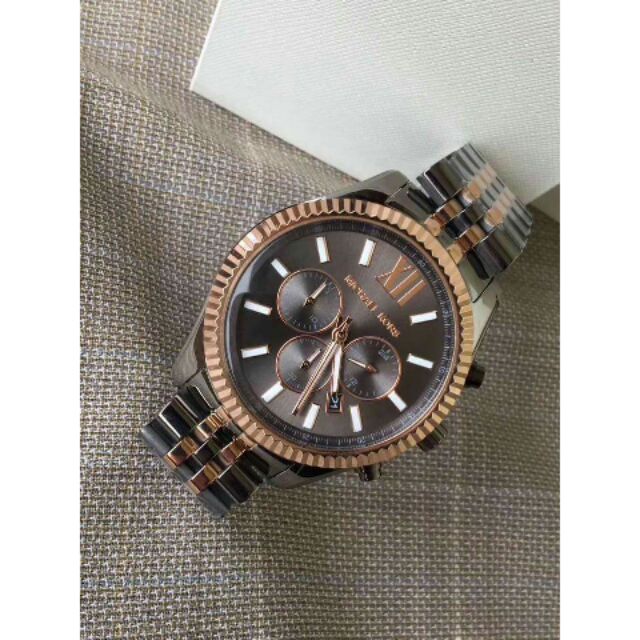 Michael Kors Lexington Chronograph Black Dial Two Tone Steel Strap Watch for Men - MK8561