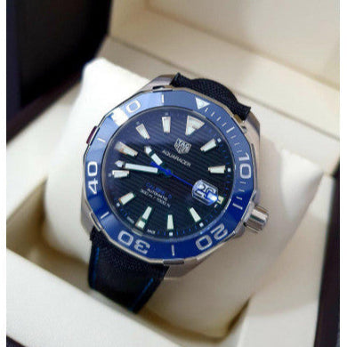Tag Heuer Aquaracer Calibre 5 Automatic Black Dial Black Nylon Strap Watch for Men - WAY201C.FC6395
