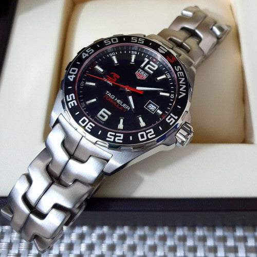 Tag Heuer Formula 1 Senna Limited Edition Black Dial Silver Steel Strap Watch for Men - WAZ1012.BA0883