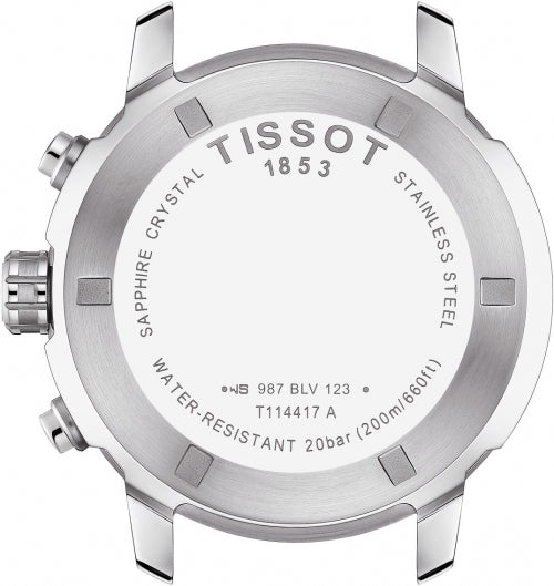 Tissot PRC 200 Chronograph Quartz Blue Dial Silver Steel Strap Watch For Men - T114.417.11.047.00