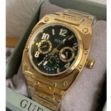 Guess Trend Analog Green Dial Gold Steel Strap Watch For Men - GW0624G2