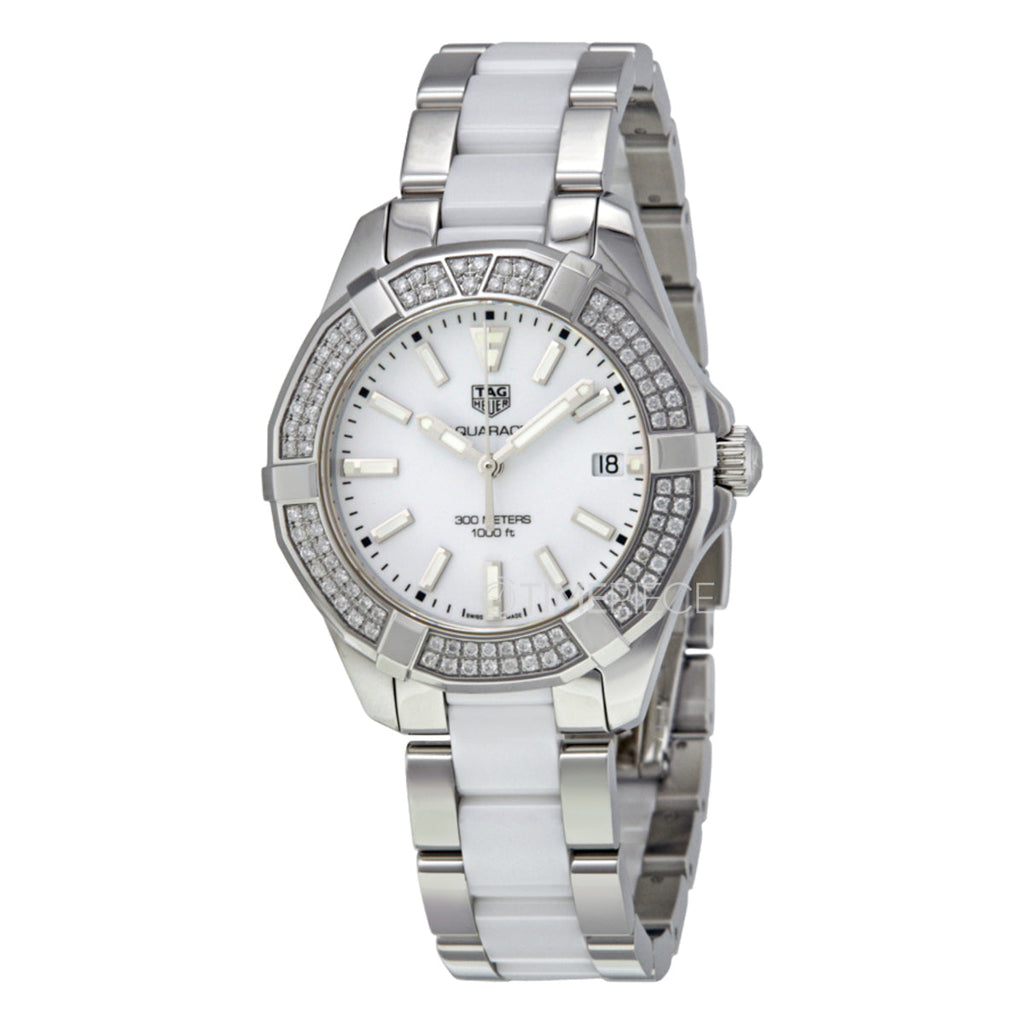 Tag Heuer Aquaracer Diamonds White Dial Two Tone Steel Strap Watch for Women - WAY131F.BA0914