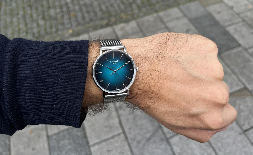 Tissot Everytime Gent Green Dial Silver Mesh Bracelet Watch for Men - T143.410.11.091.00