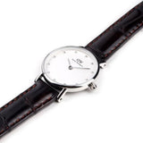 Daniel Wellington York White Dial Brown Leather Strap Watch For Women - DW00100069