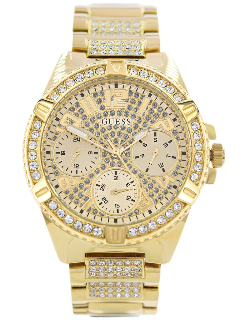 Guess Frontier Diamonds Gold Dial Gold Steel Strap Watch For Women - W1156L2
