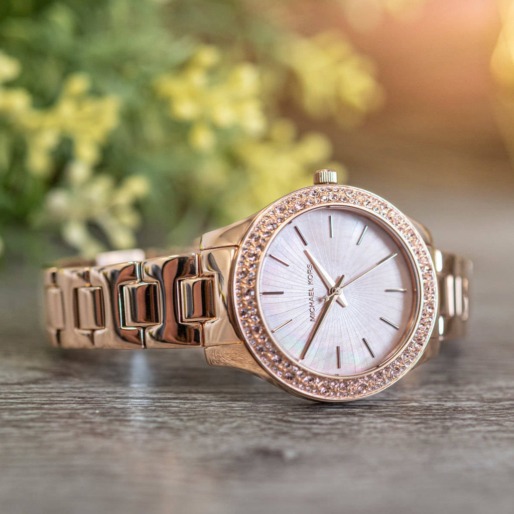 Michael Kors Lilane Quartz Rose Gold Dial Rose Gold Steel Strap Watch For Women - MK1068