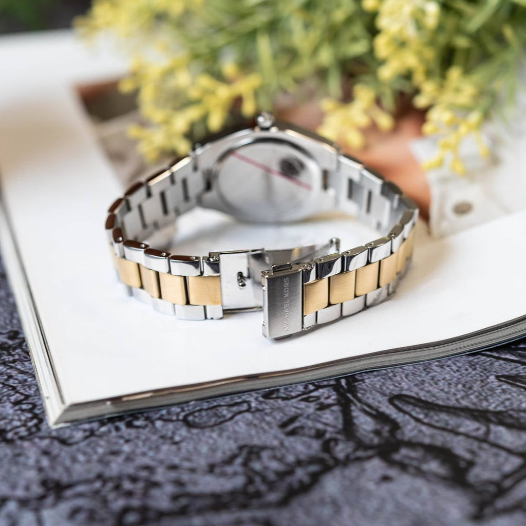 Michael Kors Lennox Three-Hand White Dial Two Tone Steel Strap Watch for Women - MK7464