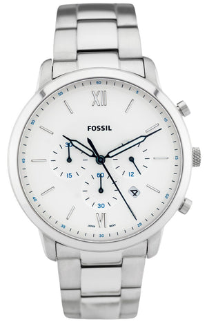 Fossil Neutra Chronograph White Dial Silver Steel Strap Watch for Men - FS5433