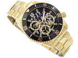 Guess Axle Multifunction Black Dial Gold Steel Strap Watch For Men - GW0488G2