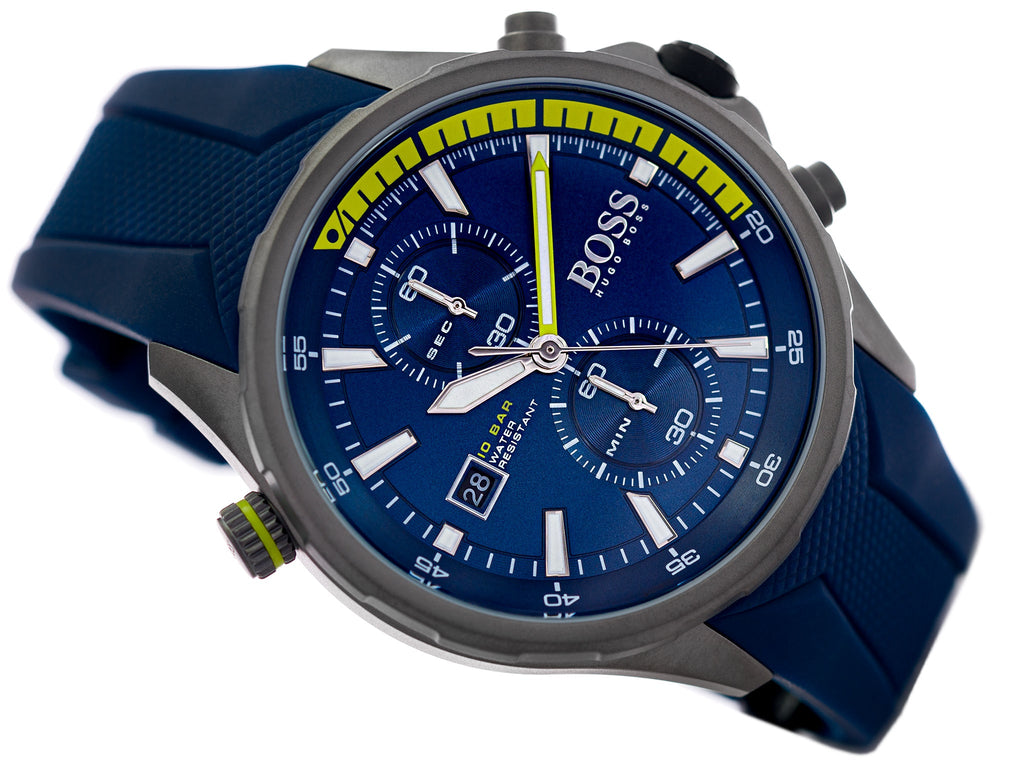 Hugo Boss Globetrotter Blue Dial Blue Silicone Strap Watch for Men - 1513821