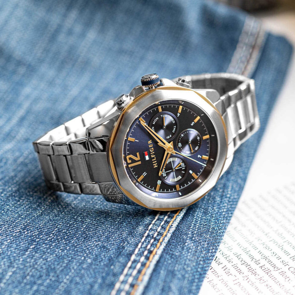 Tommy Hilfiger Lars Chronograph Blue Dial Silver Steel Strap Watch For Men - 1792059