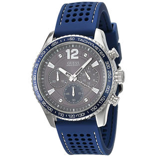 Guess Fleet Chronograph Black Dial Blue Rubber Strap Watch for Men - W0971G2
