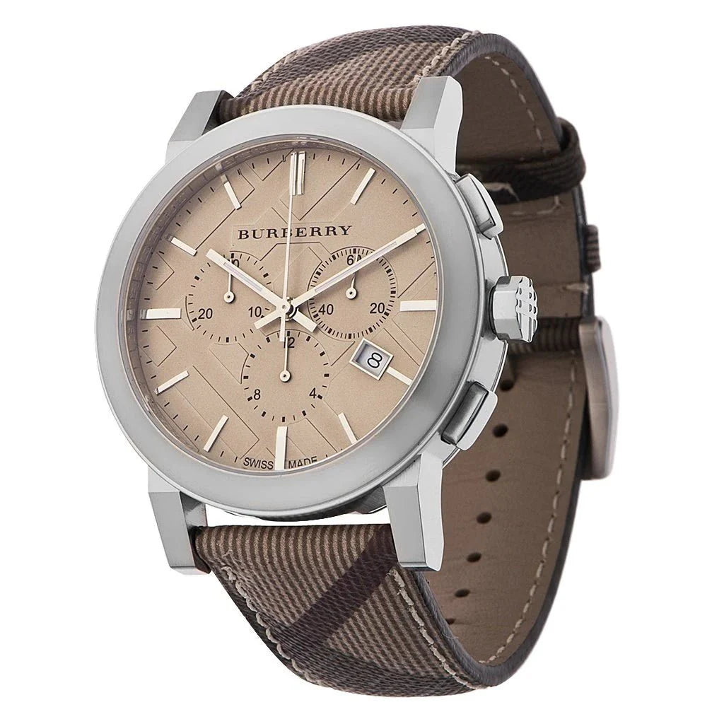 Burberry The City Smoked Brown Dial Brown Leather Strap Watch for Men - BU9361