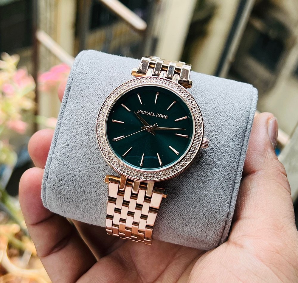 Michael Kors Darci Black Dial Rose Gold Steel Strap Watch for Women - MK3402